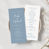 Elegant Dusty Blue Script Minimal Wedding Program Einladung