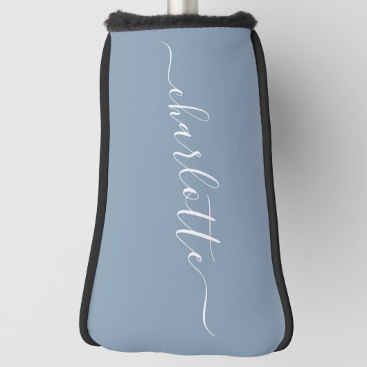 Elegant Dusty Blue Script Modern Name Personalisie Golf Headcover (Rotieren 90)