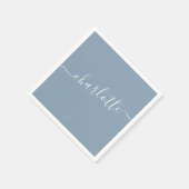 Elegant Dusty Blue Script Modern Name Personalisie Serviette (Ecke)