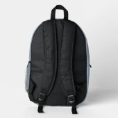 Elegant Dusty Blue Script Monogram Bedruckter Rucksack (Rückseite)