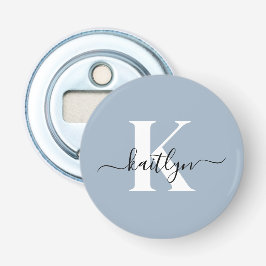 Elegant Dusty Blue Script Monogram Flaschenöffner