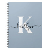 Elegant Dusty Blue Script Monogram Notizblock (Vorderseite)