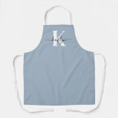Elegant Dusty Blue Script Monogram Schürze (Vorderseite)