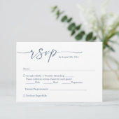 Elegant Dusty Blue Script - Simple Chic Wedding RSVP Karte (Stehend Vorderseite)
