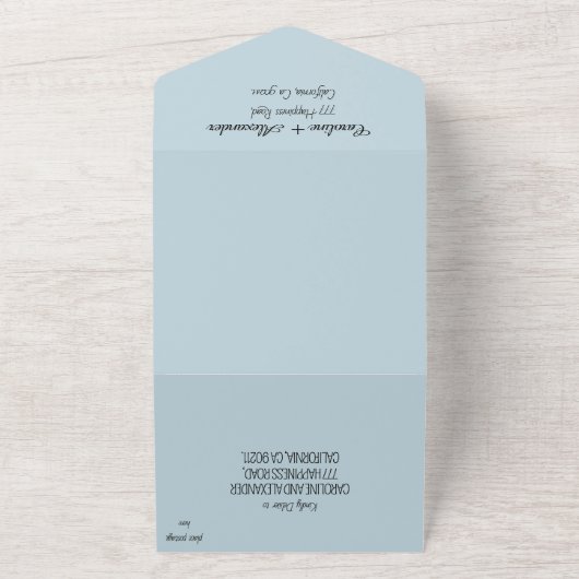 Elegant Dusty Blue Script Unique UAWG QR Code All In One Einladung (Außenbereich)