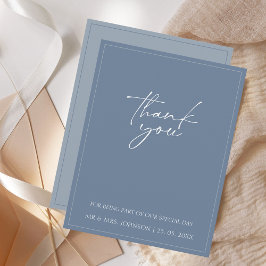 Elegant Dusty Blue Script Wedding Danke Card