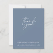 Elegant Dusty Blue Script Wedding Danke Card (Vorderseite)