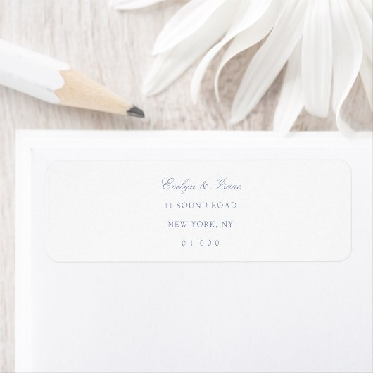 Elegant Dusty Blue Script Wedding Rücksendeadresse