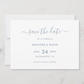 Elegant Dusty Blue Script Wedding Save the Date (Vorderseite)