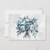 Elegant Dusty Blue Silver Bouquet Wedding Dankeskarte (Rückseite)