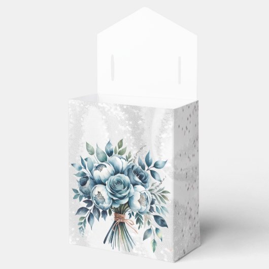 Elegant Dusty Blue Silver Bouquet Wedding Geschenkschachtel (Geöffnet)
