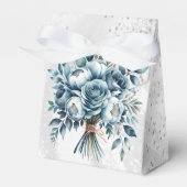 Elegant Dusty Blue Silver Bouquet Wedding Geschenkschachtel (Vorderseite)