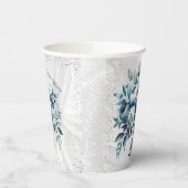 Elegant Dusty Blue Silver Bouquet Wedding Pappbecher (Links)