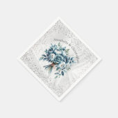 Elegant Dusty Blue Silver Bouquet Wedding Serviette (Ecke)