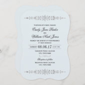 Elegant Dusty Blue Silver Wedding Einladung (Vorne/Hinten)