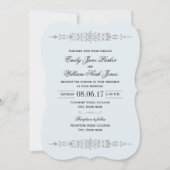 Elegant Dusty Blue Silver Wedding Einladung (Vorderseite)