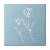 Elegant Dusty Blue Simple Flower  Fliese (Vorderseite)
