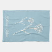 Elegant Dusty Blue Simple Flower  Geschirrtuch (Horizontal)