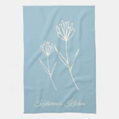Elegant Dusty Blue Simple Flower  Geschirrtuch (Vertikal)