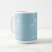 Elegant Dusty Blue Simple Flower  Kaffeetasse (Vorderseite Links)