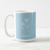 Elegant Dusty Blue Simple Flower  Kaffeetasse (Links)