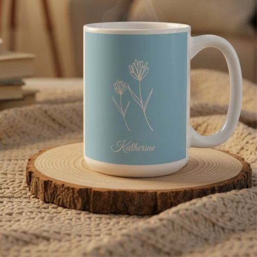 Elegant Dusty Blue Simple Flower  Kaffeetasse