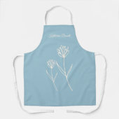 Elegant Dusty Blue Simple Flower Name Schürze (Vorderseite)