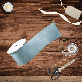 Elegant Dusty Blue Simple Flower  Satinband