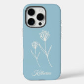 Elegant Dusty Blue Simple Flower Sports Case-Mate iPhone Hülle (Rückseite)
