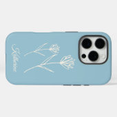 Elegant Dusty Blue Simple Flower Sports Case-Mate iPhone Hülle (Rückseite (Horizontal))