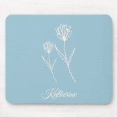 Elegant Dusty Blue Simple Flower Sports Mousepad (Vorne)
