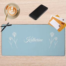 Elegant Dusty Blue Simple Flower Sports Schreibtischunterlage