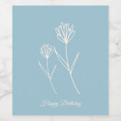 Elegant Dusty Blue Simple Flower Weinetikett (Einzelnes Label)