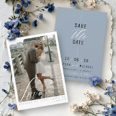 Elegant Dusty Blue Simple Foto Christlich Wedding Save The Date