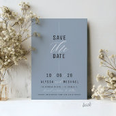 Elegant Dusty Blue Simple Foto Christlich Wedding Save The Date