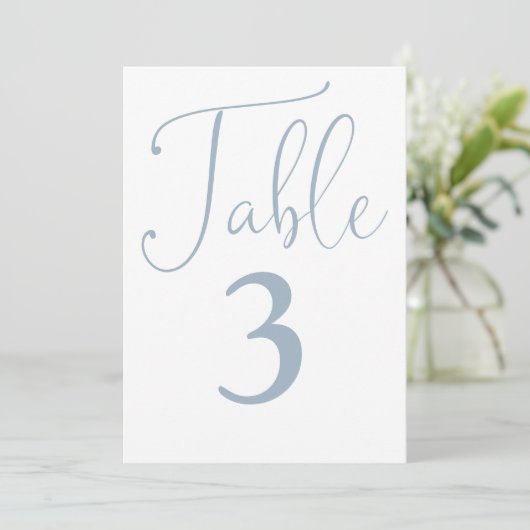 Elegant Dusty Blue Simple Large Tischnummer (Stehend Vorderseite)