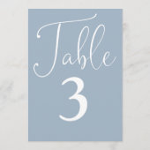 Elegant Dusty Blue Simple Large Tischnummer (Rückseite)