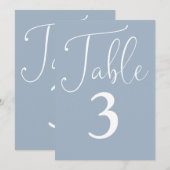 Elegant Dusty Blue Simple Large Tischnummer (Vorne/Hinten)