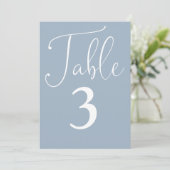 Elegant Dusty Blue Simple Large Tischnummer (Stehend Vorderseite)