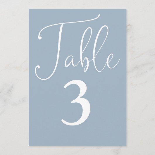 Elegant Dusty Blue Simple Large Tischnummer (Vorderseite)