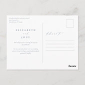 Elegant Dusty Blue Simple Save The Date Postkarte (Rückseite)