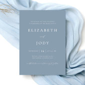 Elegant Dusty Blue Simple Wedding Modern Einladung