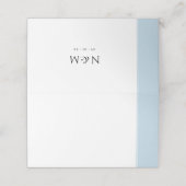 Elegant Dusty Blue Stripe Wedding Platzkarte (Außenseite Aufgefaltet)