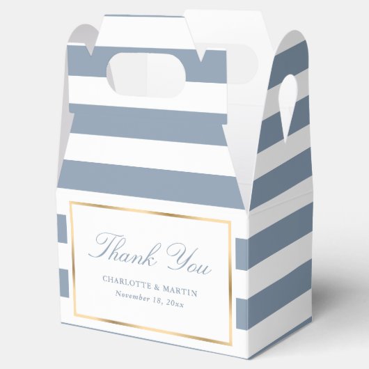 Elegant Dusty Blue Stripes Wedding Vielen Dank Geschenkschachtel (Geöffnet)