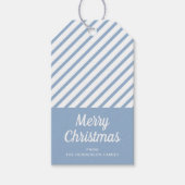 Elegant Dusty Blue Stripes Weihnachten Geschenkanhänger (Vorderseite)