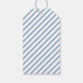 Elegant Dusty Blue Stripes Weihnachten Geschenkanhänger (Rückseite)