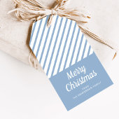 Elegant Dusty Blue Stripes Weihnachten Geschenkanhänger