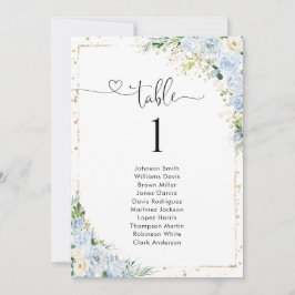 Elegant Dusty Blue Table Number Seating Chart