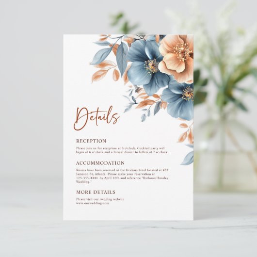 Elegant Dusty Blue Terracotta auf dem Monte Tamaro Begleitkarte (Stehend Vorderseite)