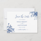 Elegant Dusty Blue Toile Floral Save The Date (Vorderseite)